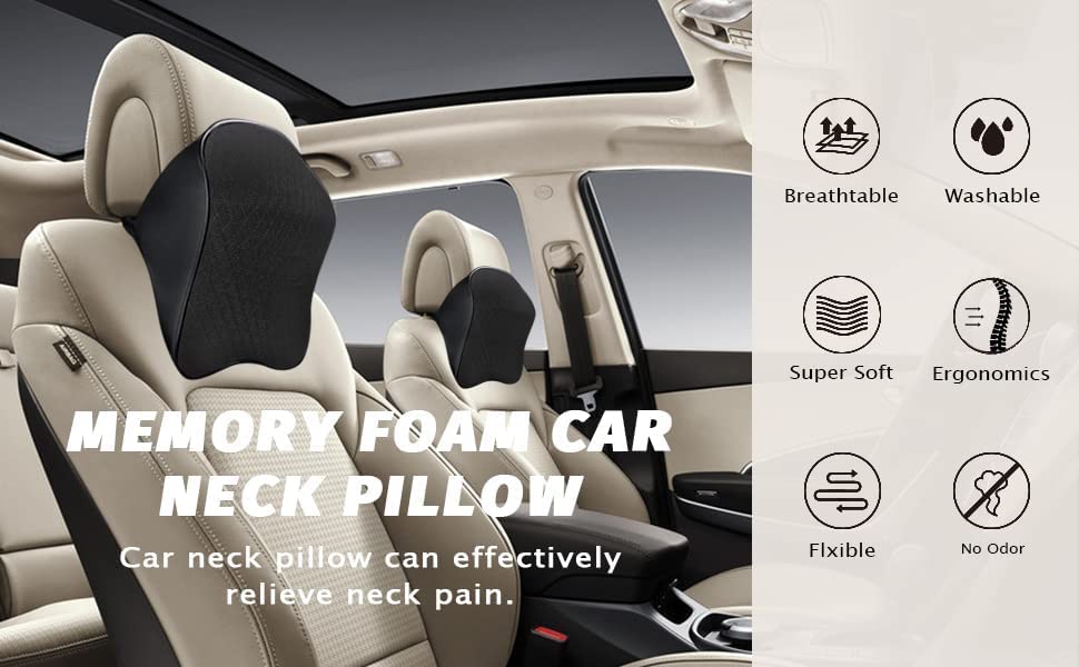 Memory Foam Car Neck Pillow Ergonomic Neck Support Pillow for Driver or Front Passenger Seat -Help Relieve Neck Pain & Improve Circulation/Fit Most Vehicles (Black, Pack of 1) Memory Foam Car Neck Pillow Ergonomic Neck Support Pillow for Driver or Front Passenger Seat -Help Relieve Neck Pain & Improve Circulation/Fit Most Vehicles (Black, Pack of 1)